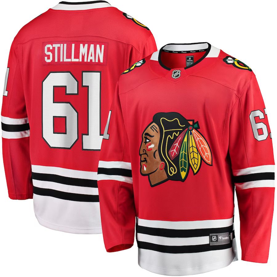 Men Chicago Blackhawks #61 Riley Stillman Fanatics Branded Red Home Breakaway Player NHL Jersey